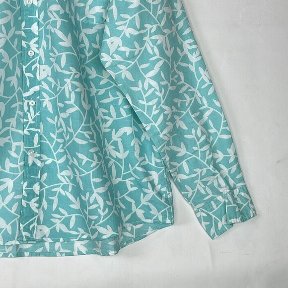 Amazon Essentials Men's Sz XL Green long sleeved linen cotton shirt regular fit - Picture 13 of 16